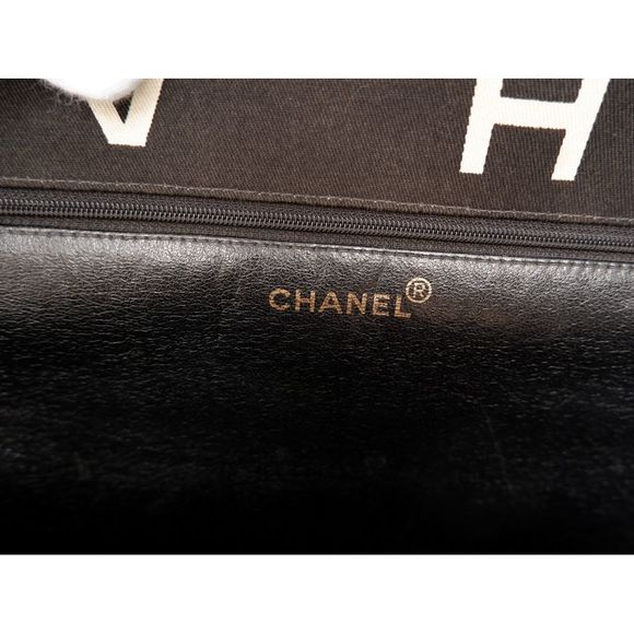 Chanel Logo Canvas Black and White Tote Bag - Picture 8 of 11